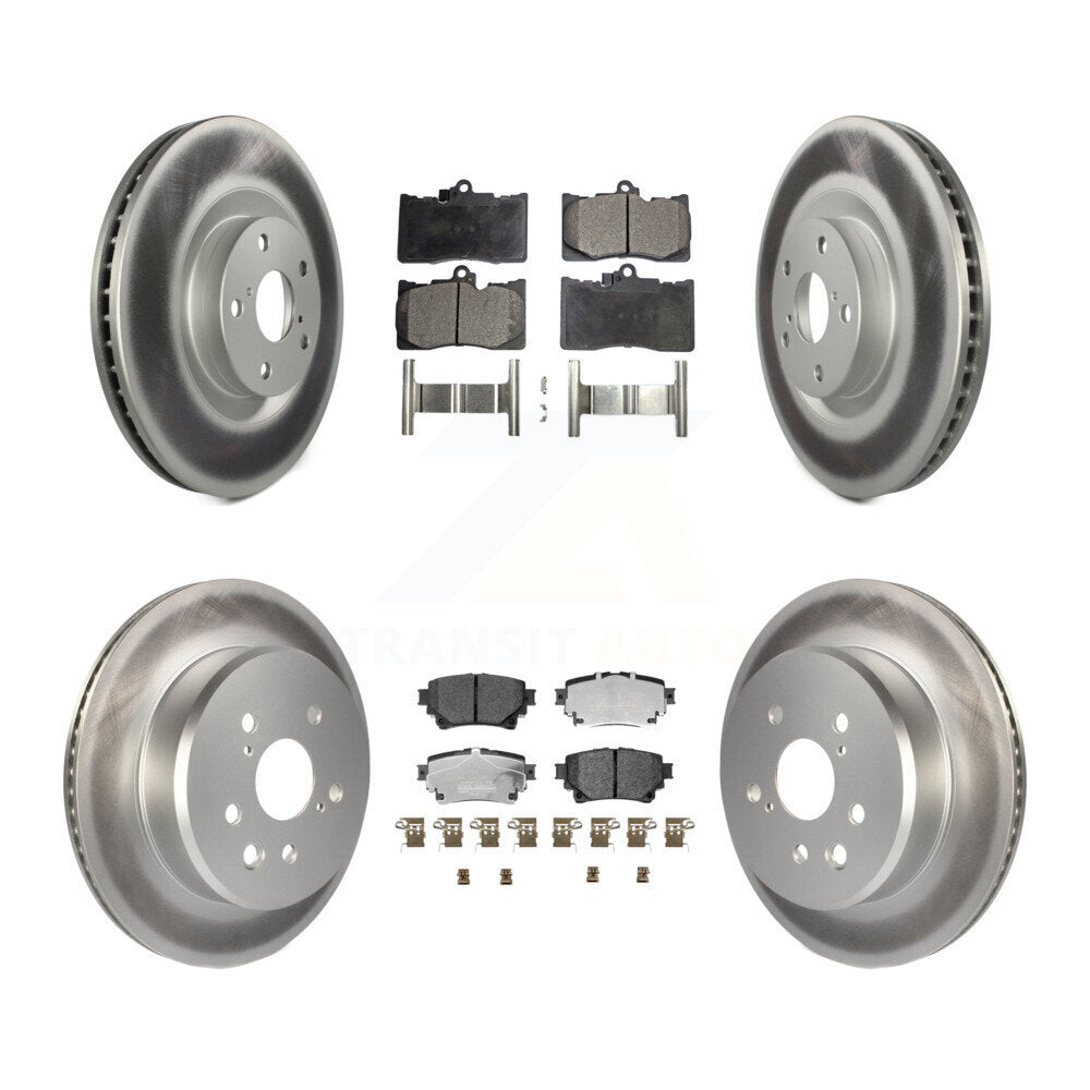Front Rear Coated Disc Brake Rotors Ceramic Pad Kit (6Pc) For 2021 Lexus IS350 RC350 Base KGT-104540