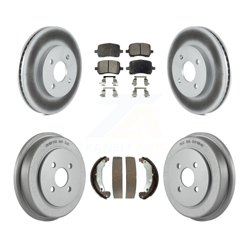 Front Rear Coated Brake Rotors Ceramic Pad Drum Kit For 07-08 Pontiac G5 Disc rear brakes KGT-104541