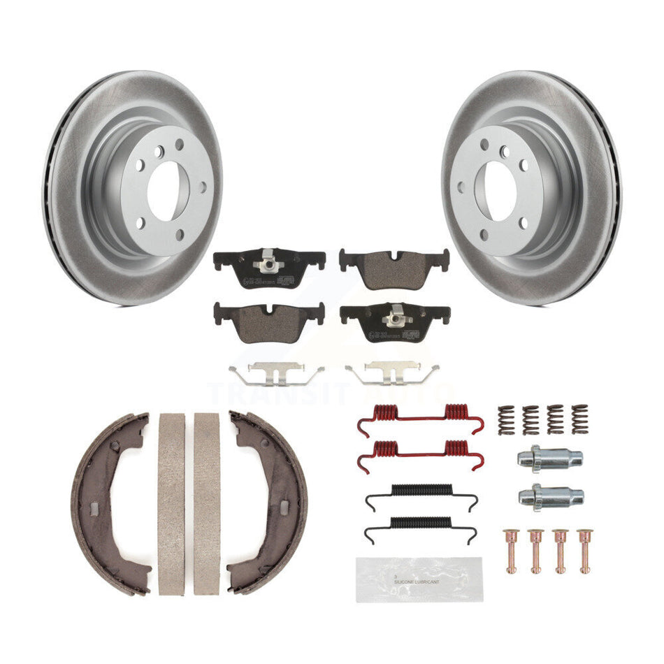Rear Disc Coated Rotors Ceramic Pads Parking Brake Shoes And Hardware Kit For BMW 328i KGT-104556