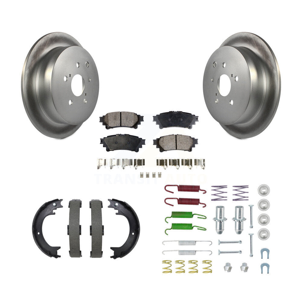 Rear Disc Coated Rotors Ceramic Pads Parking Shoes And Hardware Kit For Toyota Highlander KGT-104561