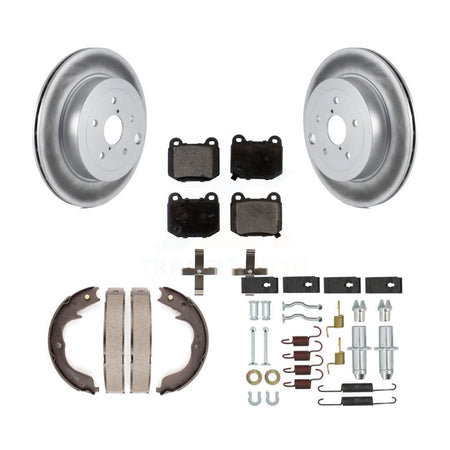 Rear Disc Coated Rotors Ceramic Pads Parking Brake Shoes Hardware Kit For Subaru Impreza KGT-104566