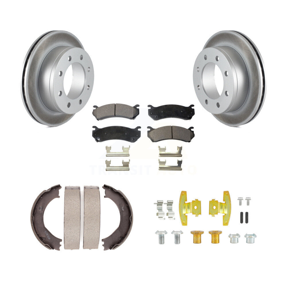 Rear Disc Coated Rotors Ceramic Pads Parking Shoes Hardware Kit For Chevrolet Suburban XL KGT-104567