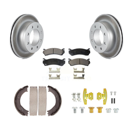 Rear Disc Coated Rotors Ceramic Pads Parking Shoes Hardware Kit For Chevrolet Suburban XL KGT-104567