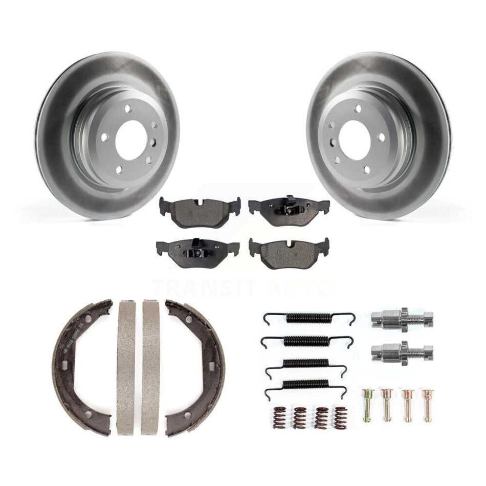 Rear Disc Coated Rotors Ceramic Pads Parking Shoes Hardware Kit For 2012 BMW X1 xDrive28i KGT-104576
