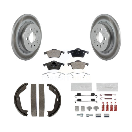 Rear Disc Coated Rotors Ceramic Pads Parking Brake Shoes And Hardware Kit For Volvo S60 KGT-104580