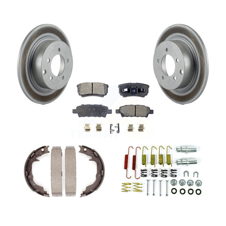 Rear Disc Coated Rotors Ceramic Pads Parking Shoes Hardware Kit For Jeep Patriot Compass KGT-104592