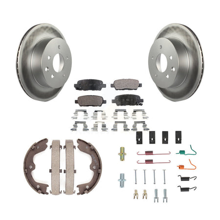 Rear Disc Coated Rotors Ceramic Pads Parking Shoes Hardware Kit For 05-06 Nissan X-Trail KGT-104595