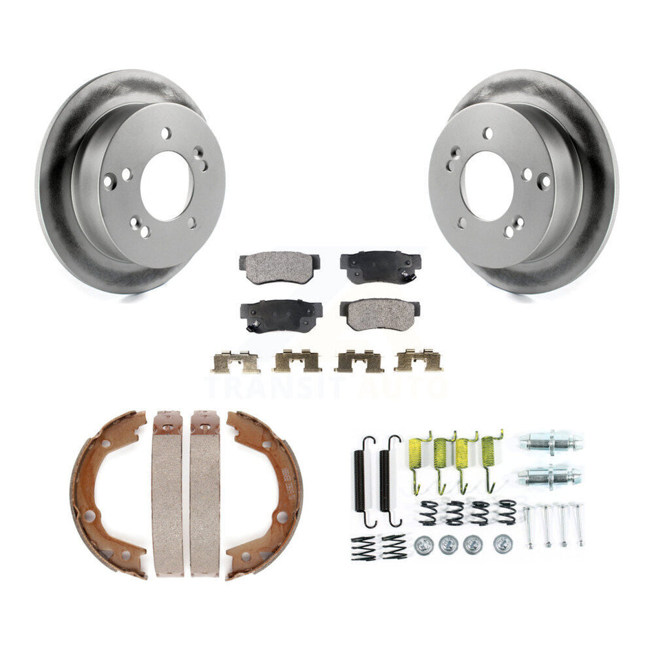 Rear Disc Coated Rotors Ceramic Pads Parking Brake Shoes And Hardware Kit For Kia Optima KGT-104596