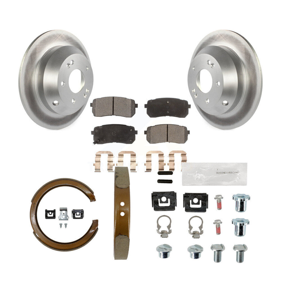 Rear Disc Coated Rotors Ceramic Pads Parking Brake Shoes And Hardware Kit For Kia Sedona KGT-104599