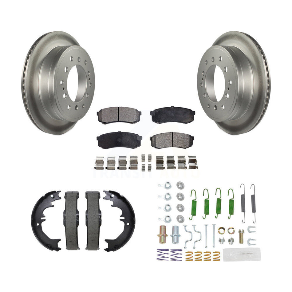 Rear Disc Coated Rotors Ceramic Pads Parking Shoes Hardware Kit For Toyota 4Runner Lexus KGT-104600