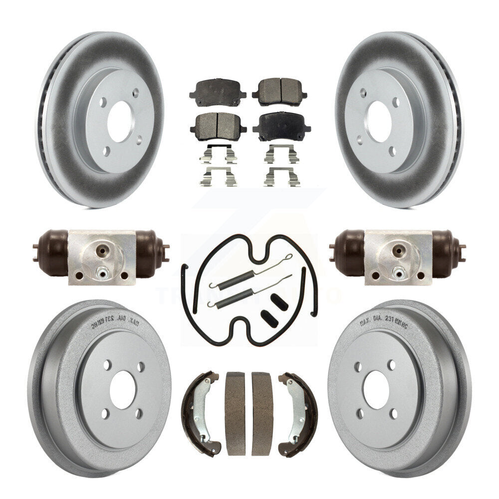Front Rear Coated Brake Rotors Ceramic Pad Drum Kit (9Pc) For Pontiac G5 Disc rear brakes KGT-104603