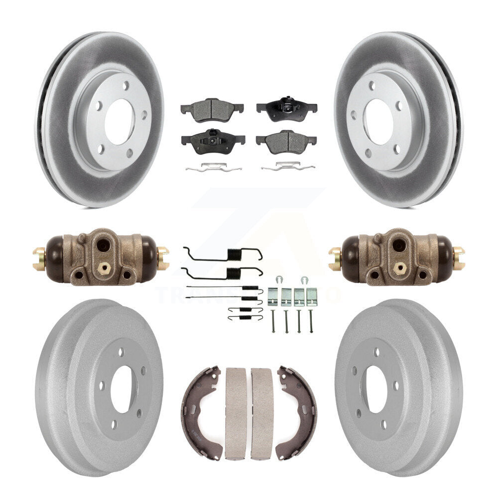 Front Rear Coated Disc Brake Rotors Ceramic Pads And Drum Kit (9Pc) For Mercury Mariner KGT-104605