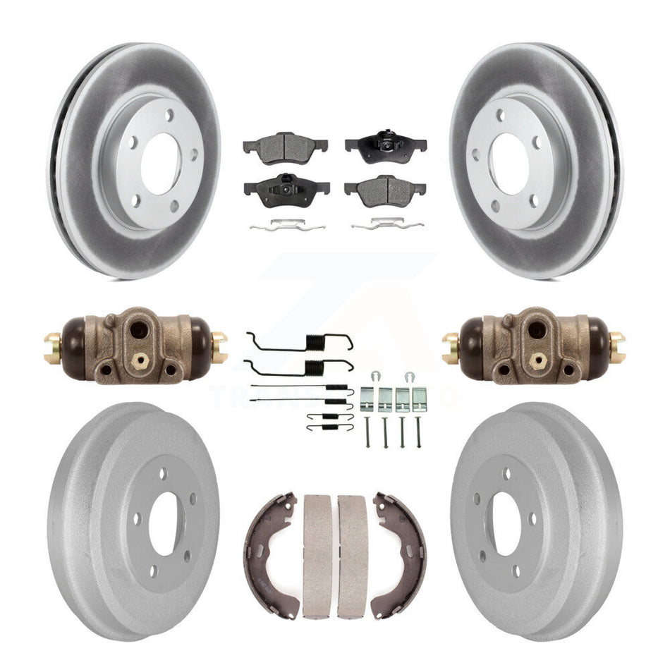 Front Rear Coated Disc Brake Rotors Ceramic Pads And Drum Kit (9Pc) For Mercury Mariner KGT-104605