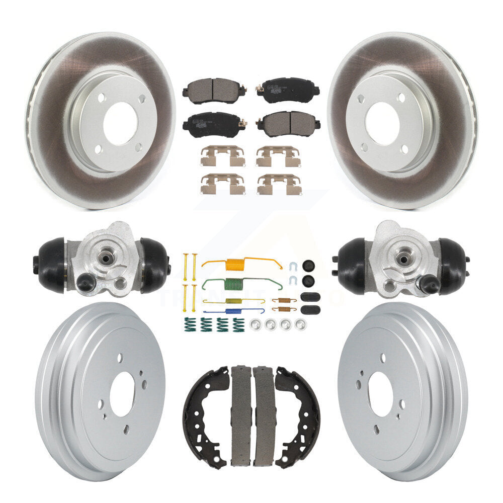Front Rear Coated Disc Brake Rotors Ceramic Pad And Drum Kit (9Pc) For Nissan Kicks Versa KGT-104606