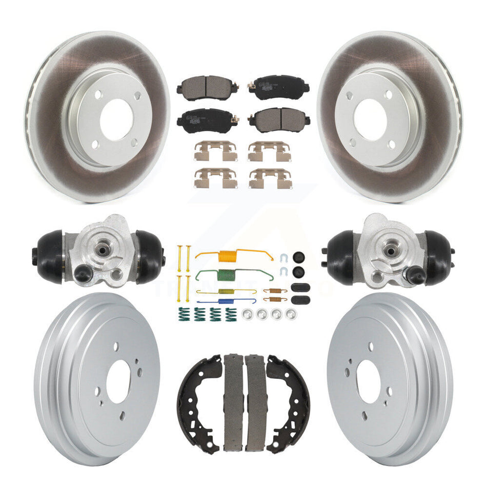 Front Rear Coated Disc Brake Rotors Ceramic Pad And Drum Kit (9Pc) For Nissan Kicks Versa KGT-104606