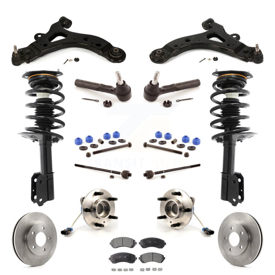 Front Disc Rotors Brake Pads Hub Bearings Assembly Control Arms Tie Rod End Shock Suspension Link Kit (15Pc) For Buick Rendezvous Pontiac Aztek KM-100003