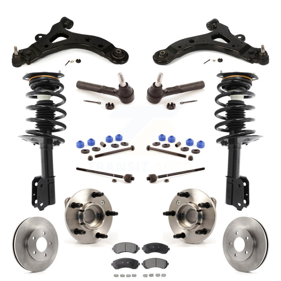 Front Disc Rotors Brake Pads Hub Bearings Assembly Control Arms Tie Rod End Shock Suspension Link Kit (15Pc) For Buick Rendezvous Pontiac Aztek KM-100005