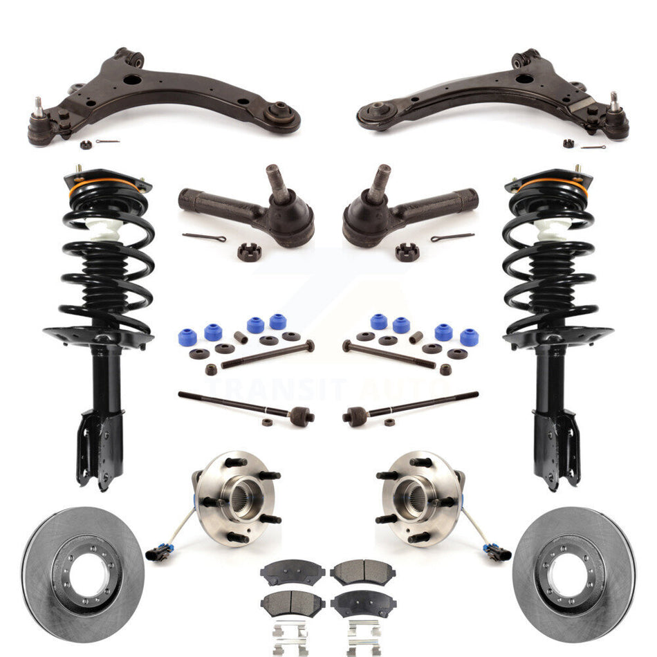 Front Disc Rotors Brake Pads Hub Bearings Control Arms Shock Assembly Suspension Link Kit (15Pc) For Chevrolet Venture Pontiac Montana Oldsmobile Silhouette Trans Sport KM-100009