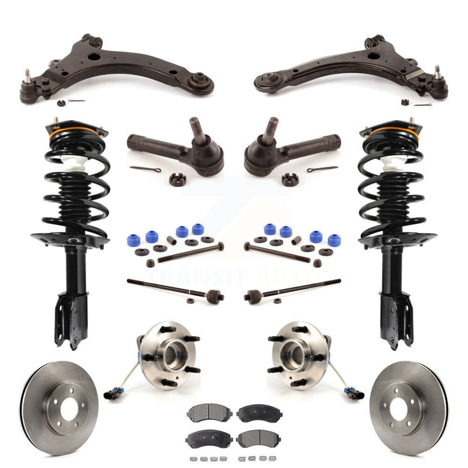 Front Disc Rotors Brake Pads Hub Bearings Control Arms Shock Assembly Suspension Link Kit (15Pc) For 2002-2004 Chevrolet Venture Pontiac Montana Oldsmobile Silhouette AWD KM-100010