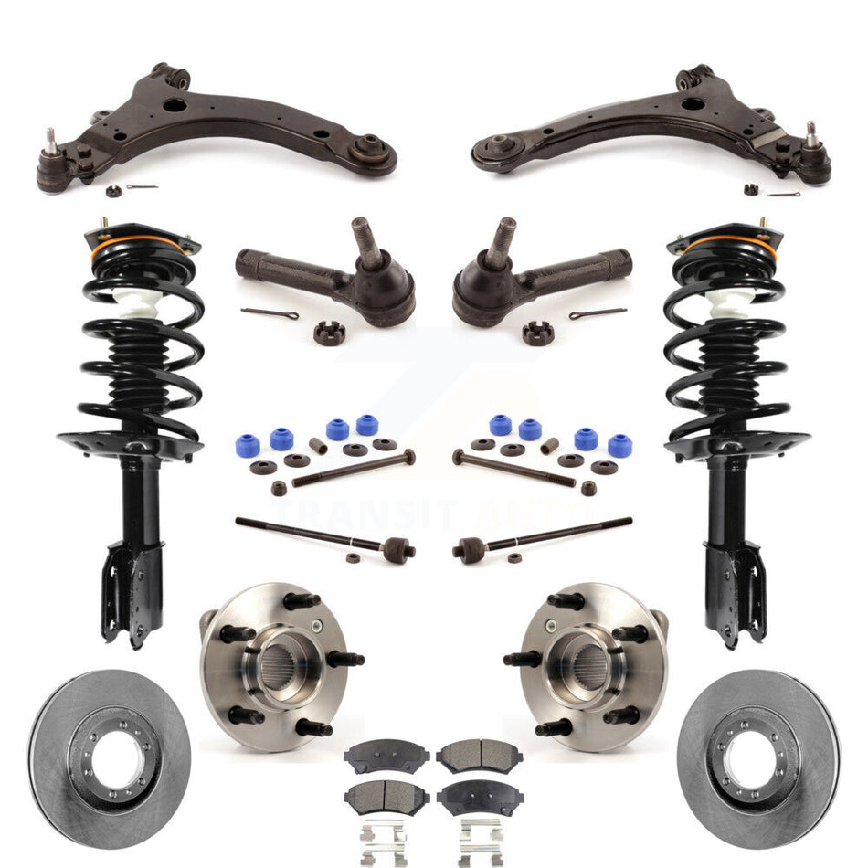 Front Disc Rotors Brake Pads Hub Bearings Assembly Control Arms Tie Rod End Shock Suspension Link Kit (15Pc) For Chevrolet Venture Pontiac Montana KM-100011