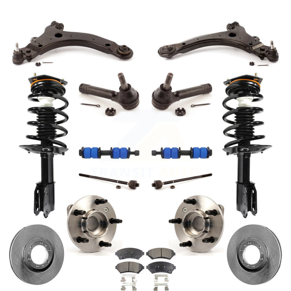 Front Disc Rotors Brake Pads Hub Bearings Assembly Control Arms Tie Rod End Shock Suspension Link Kit (15Pc) For Chevrolet Venture Pontiac Montana KM-100011