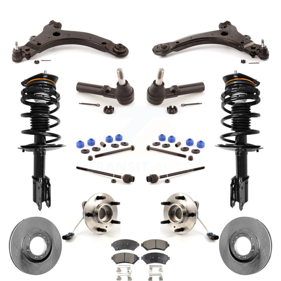 Front Disc Rotors Brake Pads Hub Bearings Control Arms Tie Rod End Shock Assembly Suspension Link Kit (15Pc) For Buick Century Regal Excludes 17" 18" Wheels Police Taxi Models KM-100012