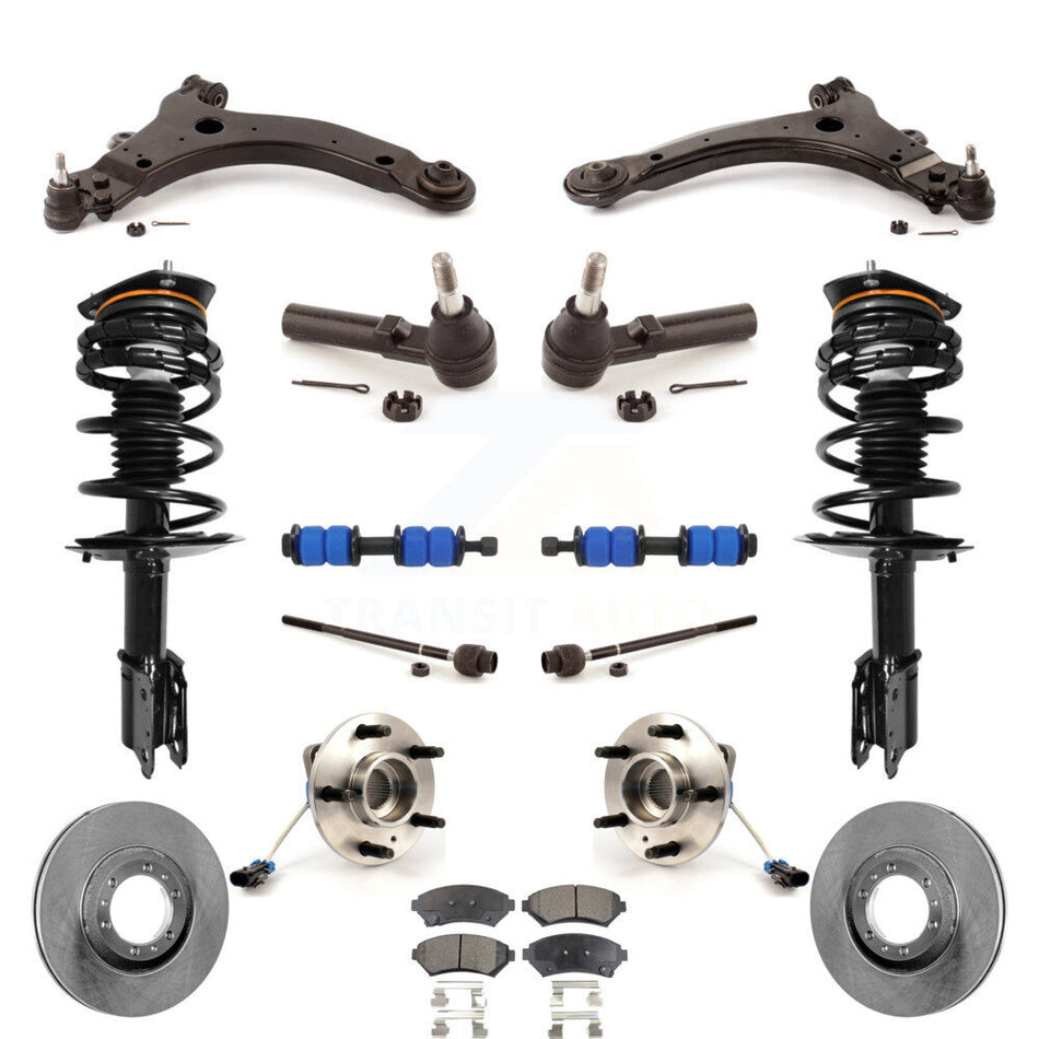 Front Disc Rotors Brake Pads Hub Bearings Control Arms Tie Rod End Shock Assembly Suspension Link Kit (15Pc) For Buick Century Regal Excludes 17" 18" Wheels Police Taxi Models KM-100012
