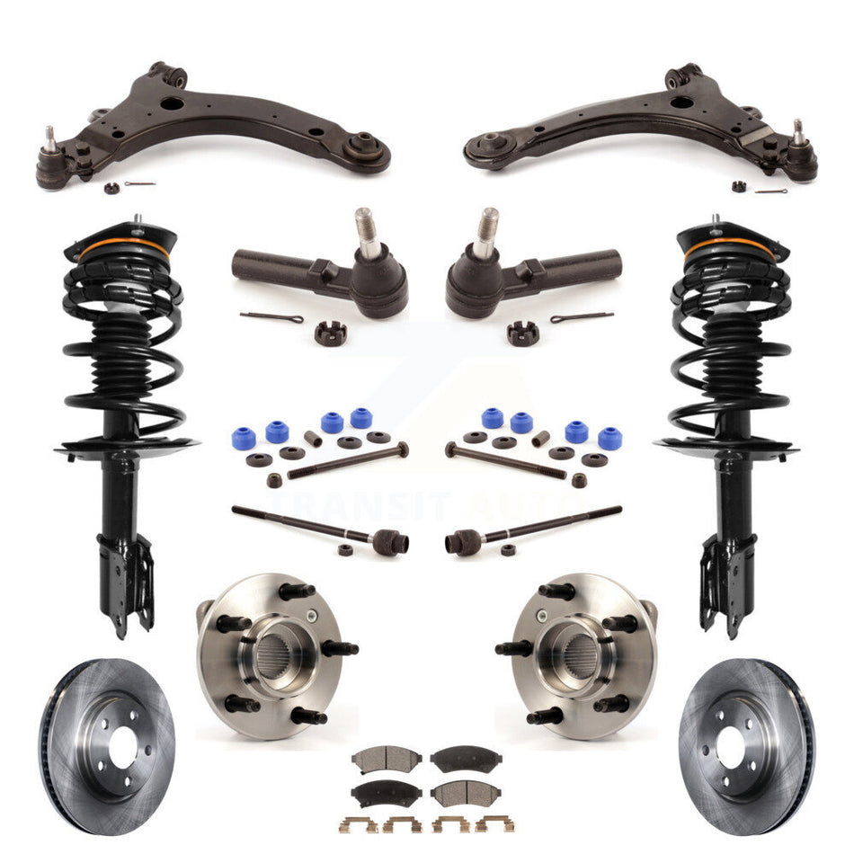 Front Disc Rotors Brake Pads Bearings Control Arms Shock Assembly Suspension Kit (15Pc) For 2005-2005 Buick LaCrosse Allure Excludes 17" 18" Wheels Police Taxi Models Non-ABS KM-100018