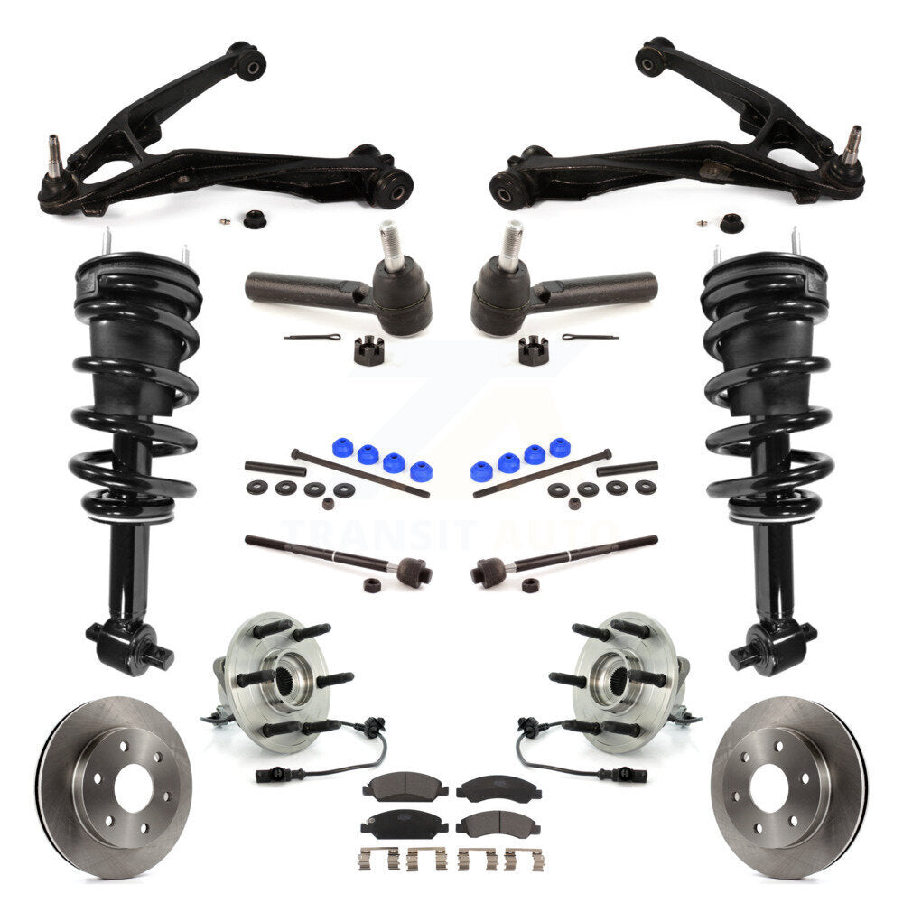 Front Disc Rotors Brake Pads Bearings Arms Shock Suspension Kit (15Pc) For GMC Sierra 1500 KM-100060