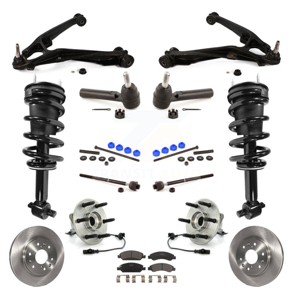 Front Disc Rotor Brake Pad Bearing Arm Suspension Kit (15Pc) For GMC Sierra 1500 Chevrolet KM-100062