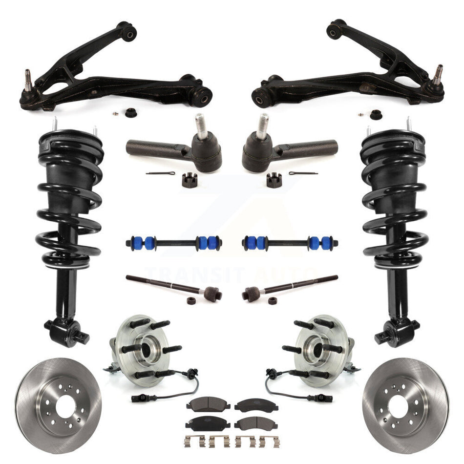 Front Disc Rotor Brake Pad Bearing Arm Suspension Kit (15Pc) For GMC Sierra 1500 Chevrolet KM-100062