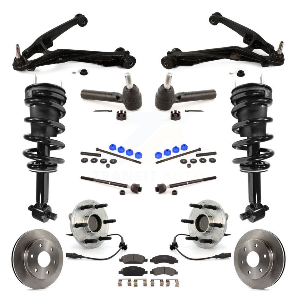 Front Disc Rotors Brake Pads Bearings Arms Shock Suspension Kit (15Pc) For GMC Sierra 1500 KM-100063