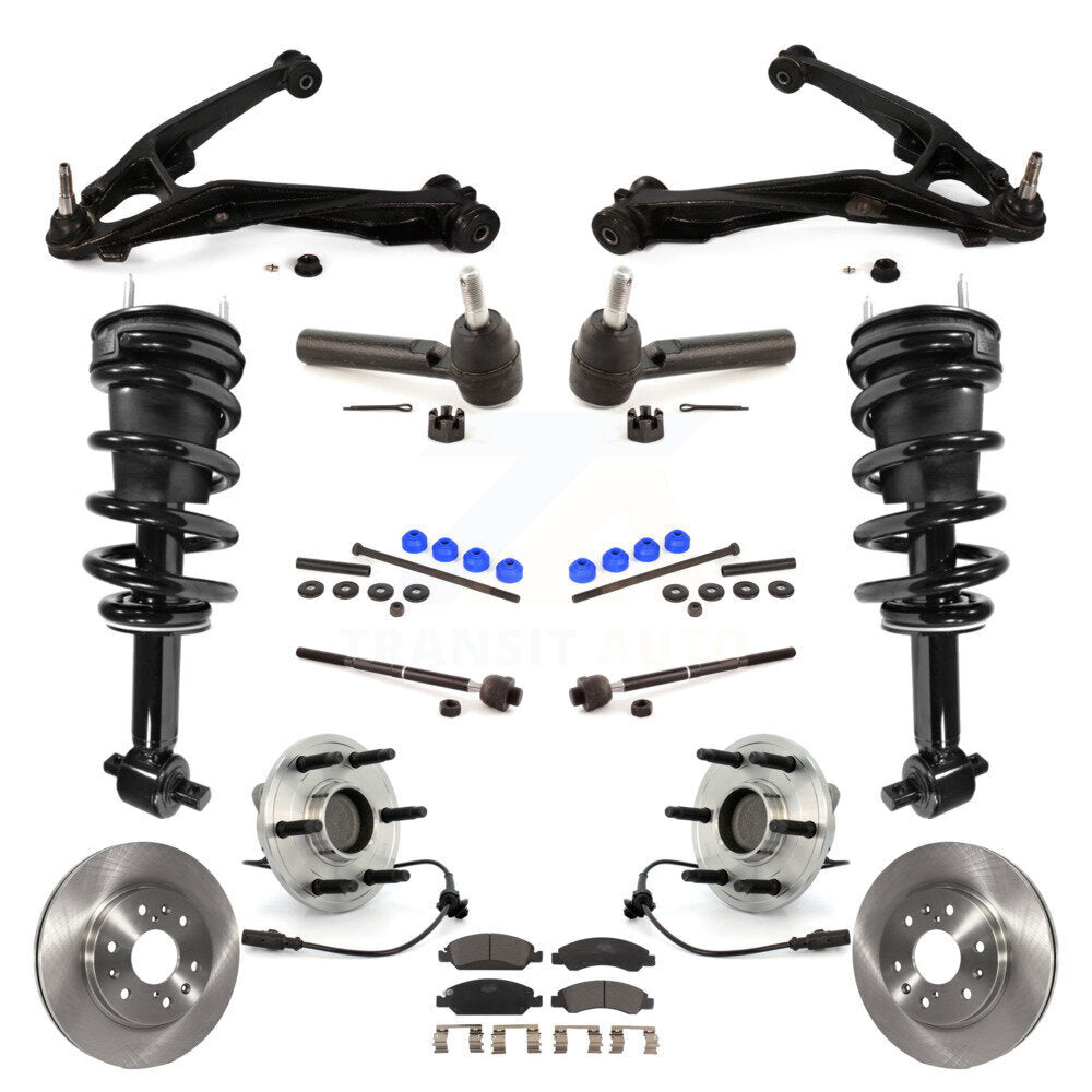 Front Disc Rotor Brake Pad Bearing Arm Suspension Kit (15Pc) For GMC Sierra 1500 Chevrolet KM-100065