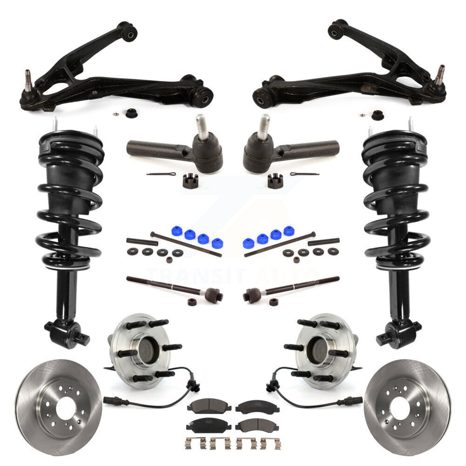 Front Disc Rotor Brake Pad Bearing Arm Suspension Kit (15Pc) For GMC Sierra 1500 Chevrolet KM-100065