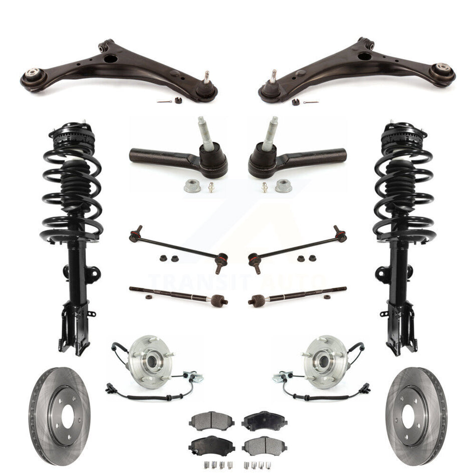 Front Disc Rotors Brake Pad Bearing Shock Assembly Suspension Kit (15Pc) For 2011-2011 Dodge Grand Caravan Chrysler Town & Country EXCLUDES MODELS WITH NIVOMAT REAR SUSPENSION KM-100074