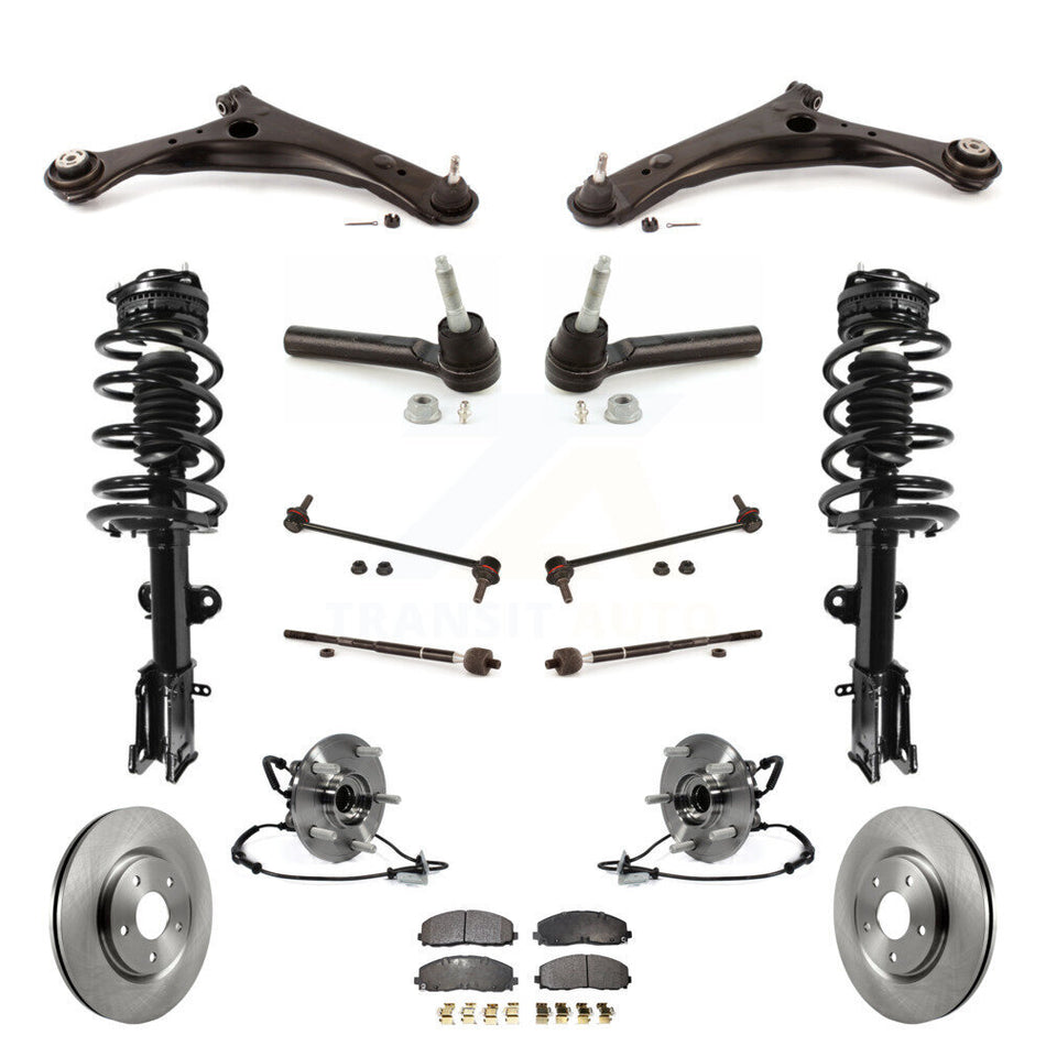 Front Disc Rotor Brake Pad Bearing Arm Shock Suspension Kit (15Pc) For Dodge Grand Caravan KM-100077