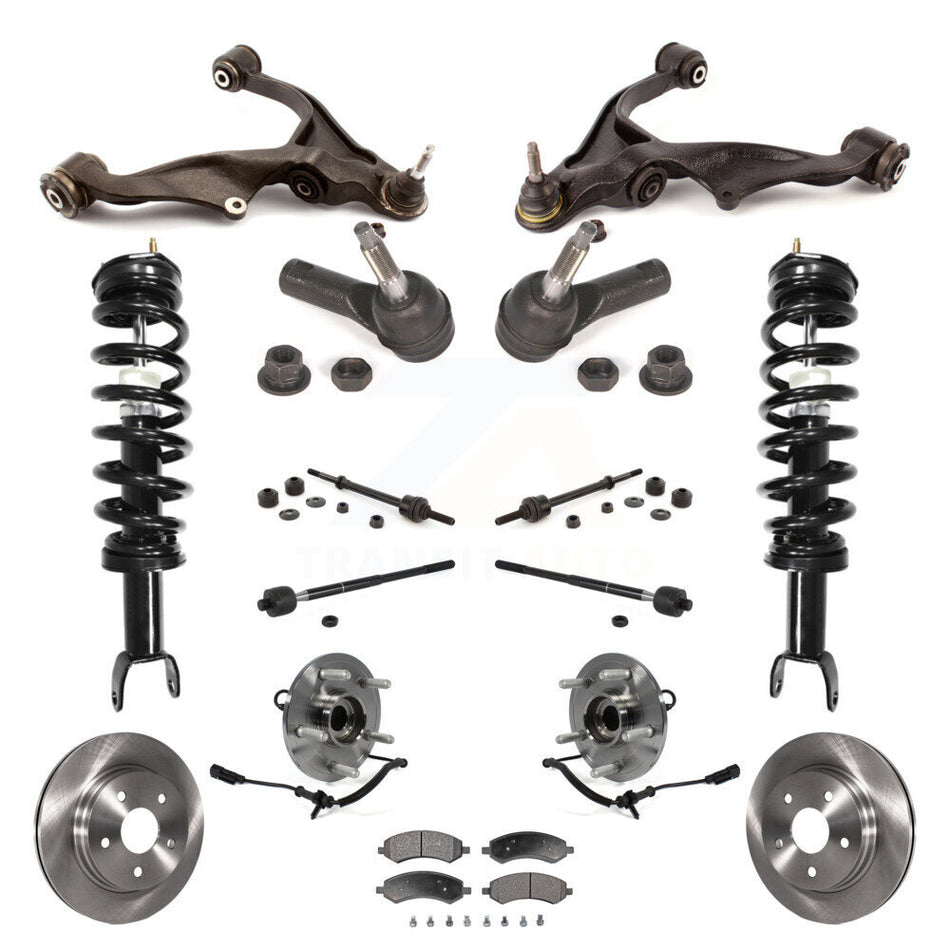 Front Disc Rotors Brake Pads Bearings Arms Shock Assembly Suspension Kit (15Pc) For Ram 1500 Classic Excludes Rear Wheel Drive TRX Models With Air Ride/Lift 4WD KM-100093