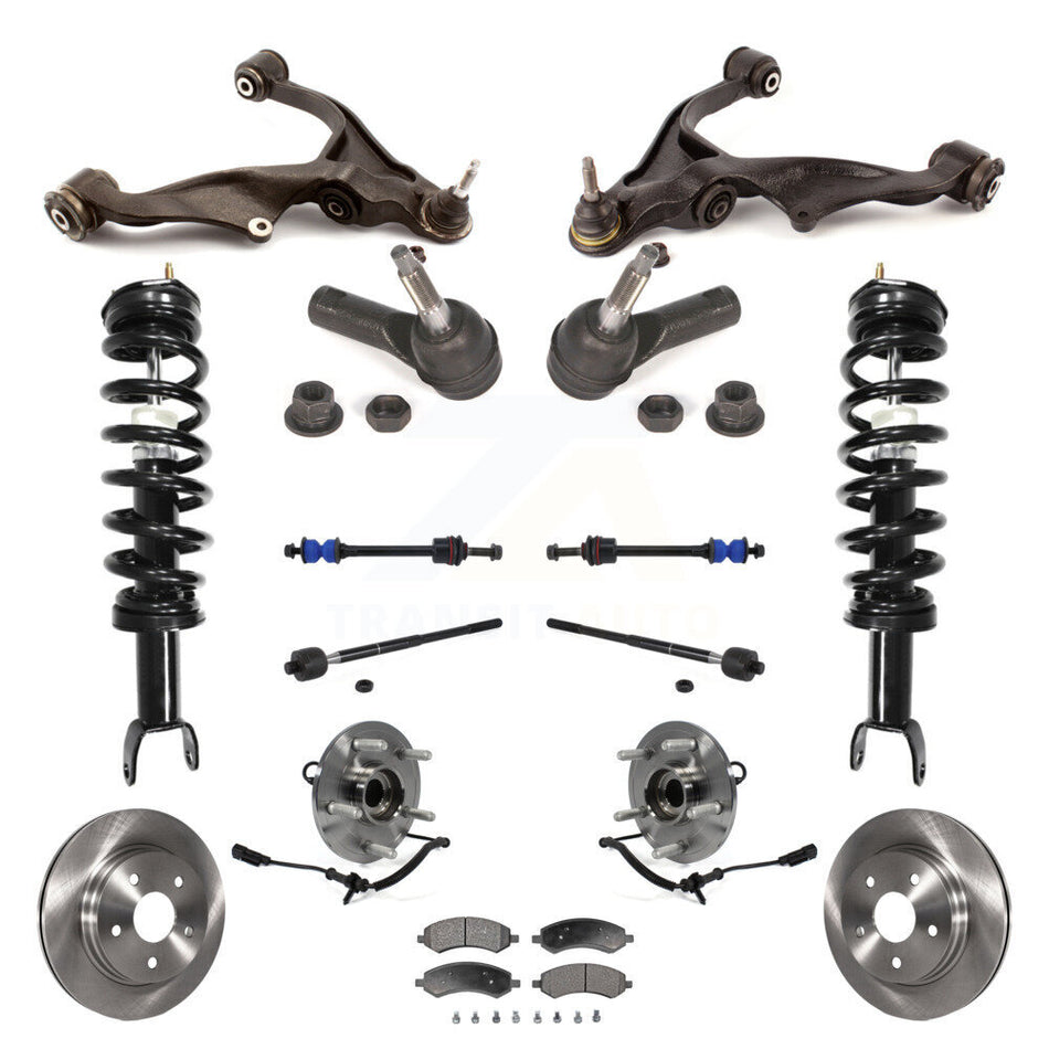 Front Disc Rotors Brake Pads Bearings Arms Shock Assembly Suspension Kit (15Pc) For Ram 1500 Classic Excludes Rear Wheel Drive TRX Models With Air Ride/Lift 4WD KM-100093