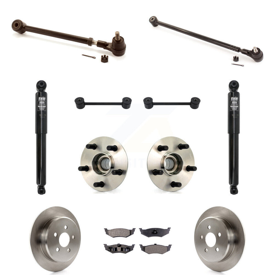 Rear Disc Rotors Brake Pads Hub Bearings Assembly Control Arms Tie Rod End Shock Suspension Link Kit (11Pc) For Chrysler PT Cruiser KM-100106