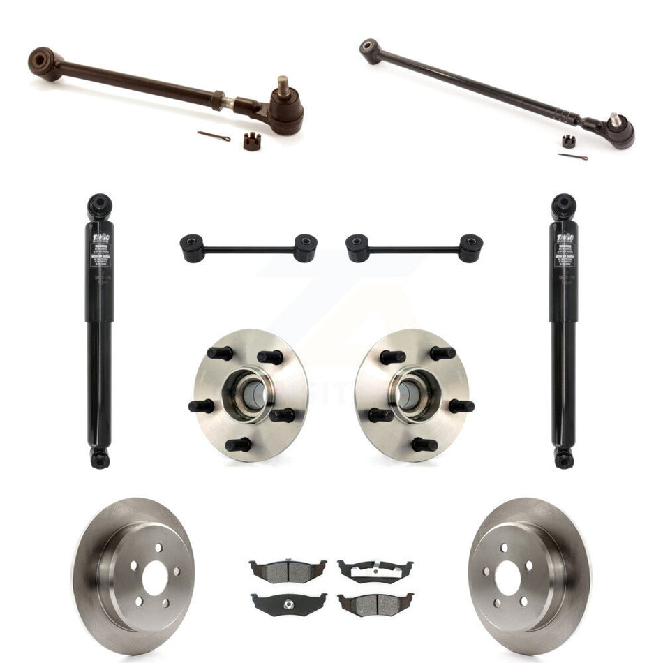 Rear Disc Rotors Brake Pads Hub Bearings Assembly Control Arms Tie Rod End Shock Suspension Link Kit (11Pc) For Chrysler PT Cruiser KM-100128