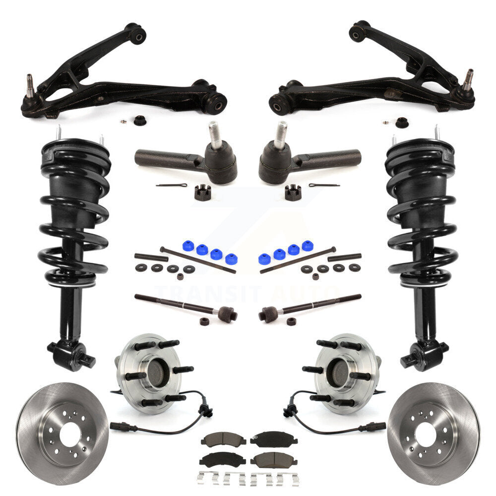 Front Disc Rotor Brake Pad Bearing Arm Suspension Kit (15Pc) For GMC Sierra 1500 Chevrolet KM-100163