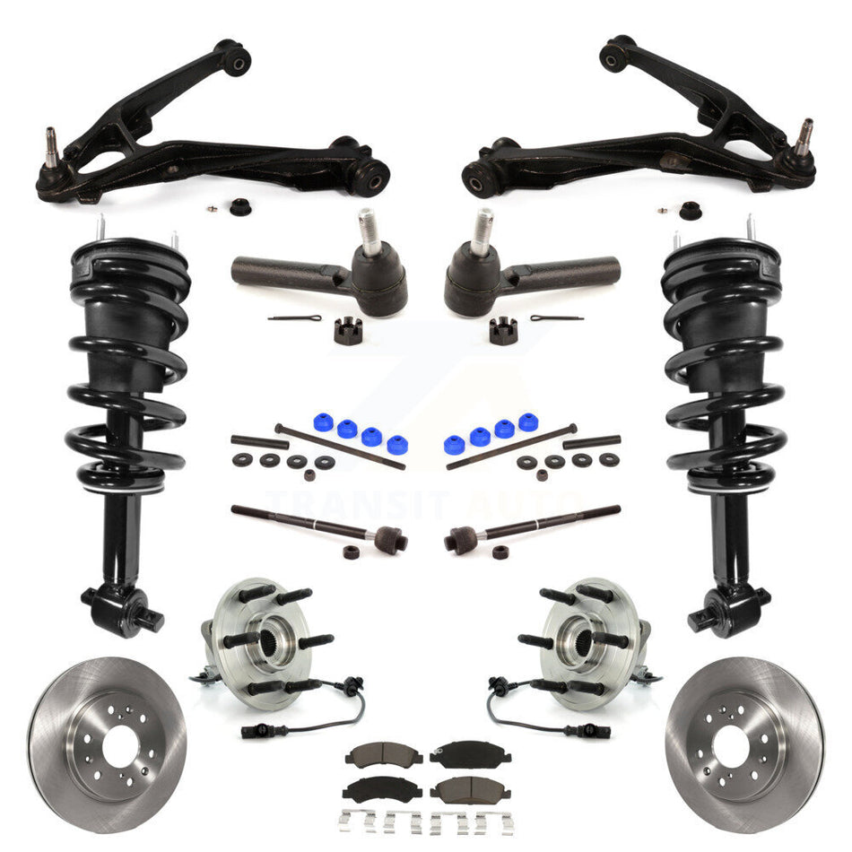 Front Disc Rotor Brake Pad Bearing Arm Suspension Kit (15Pc) For GMC Sierra 1500 Chevrolet KM-100165