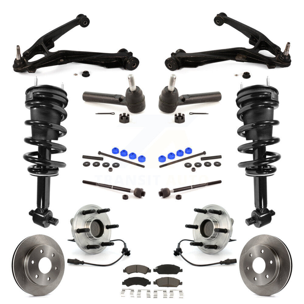 Front Disc Rotors Brake Pads Bearings Arms Shock Suspension Kit (15Pc) For GMC Sierra 1500 KM-100183