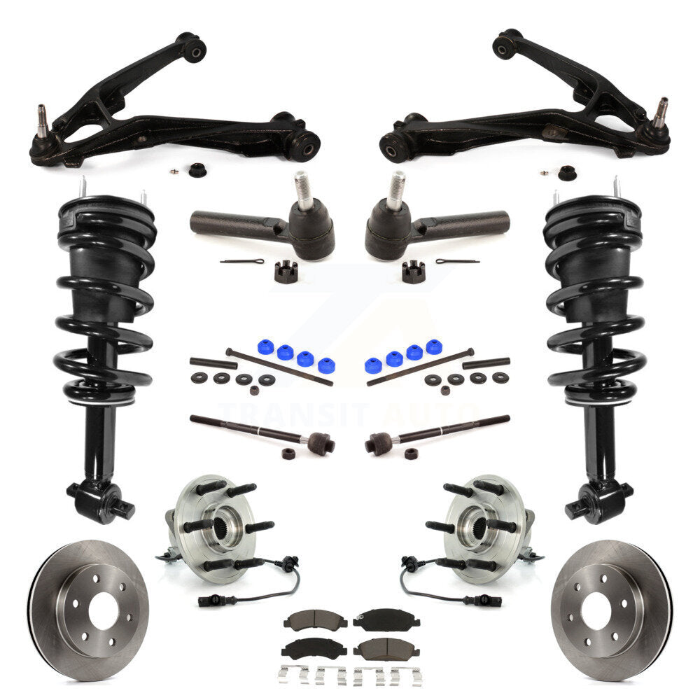Front Disc Rotors Brake Pads Bearings Arms Shock Suspension Kit (15Pc) For GMC Sierra 1500 KM-100185