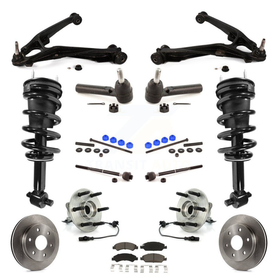 Front Disc Rotors Brake Pads Bearings Arms Shock Suspension Kit (15Pc) For GMC Sierra 1500 KM-100185