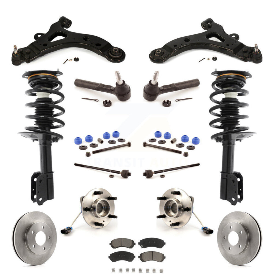Front Disc Rotors Brake Pads Hub Bearings Assembly Control Arms Tie Rod End Shock Suspension Link Kit (15Pc) For Buick Rendezvous Pontiac Aztek KM-100188