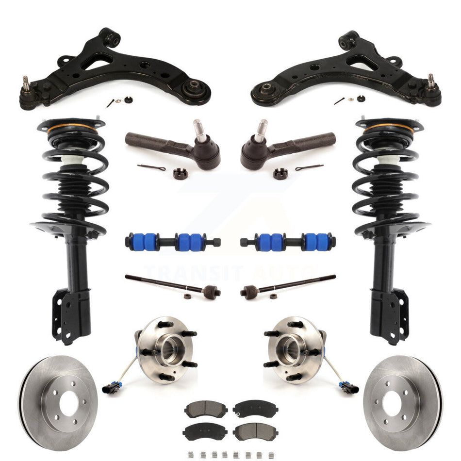 Front Disc Rotors Brake Pads Hub Bearings Assembly Control Arms Tie Rod End Shock Suspension Link Kit (15Pc) For Buick Rendezvous Pontiac Aztek KM-100188