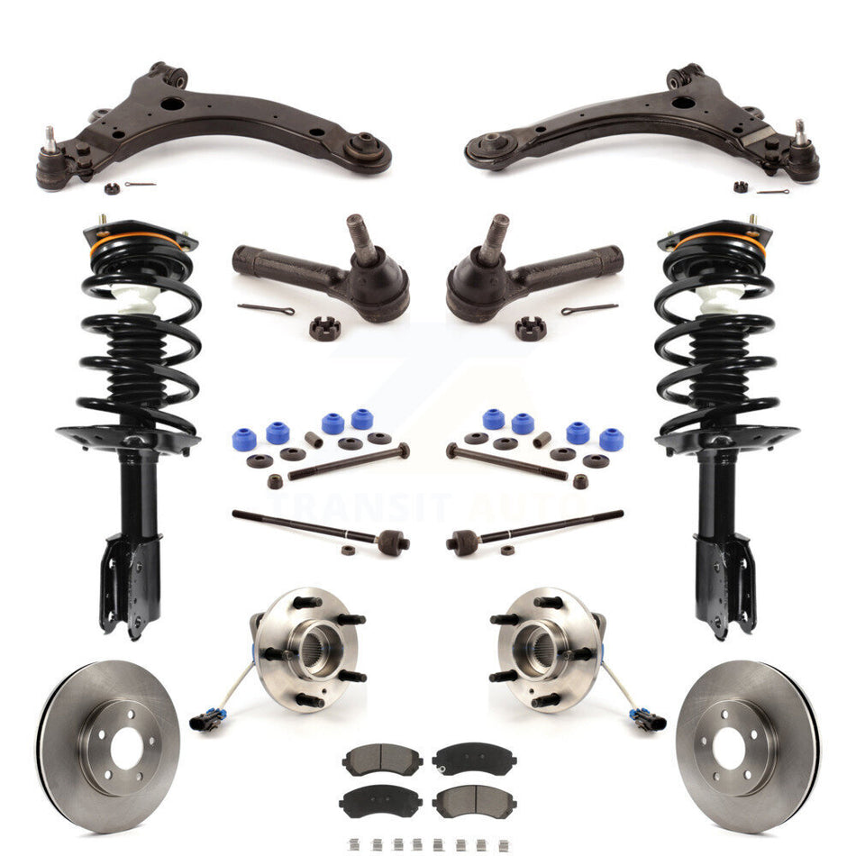 Front Disc Rotors Brake Pads Hub Bearings Control Arms Shock Assembly Suspension Link Kit (15Pc) For 2002-2004 Chevrolet Venture Pontiac Montana Oldsmobile Silhouette AWD KM-100192