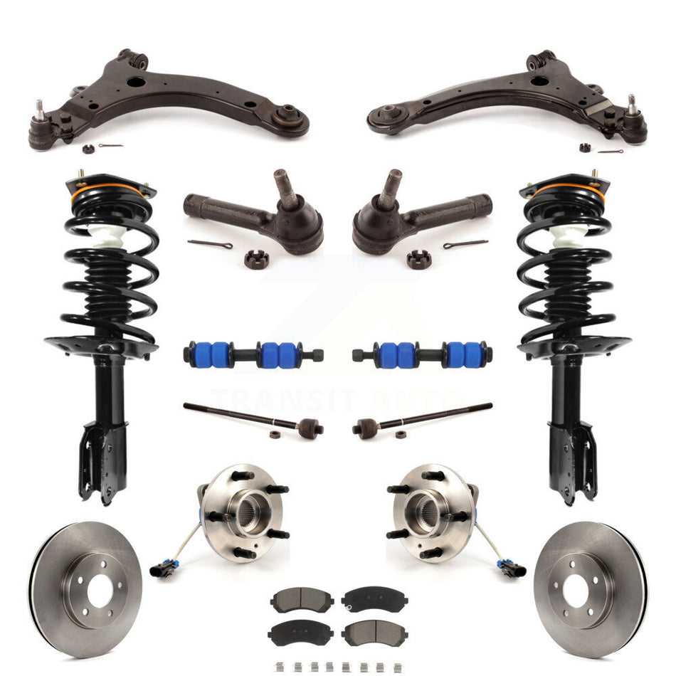 Front Disc Rotors Brake Pads Hub Bearings Control Arms Shock Assembly Suspension Link Kit (15Pc) For 2002-2004 Chevrolet Venture Pontiac Montana Oldsmobile Silhouette AWD KM-100192