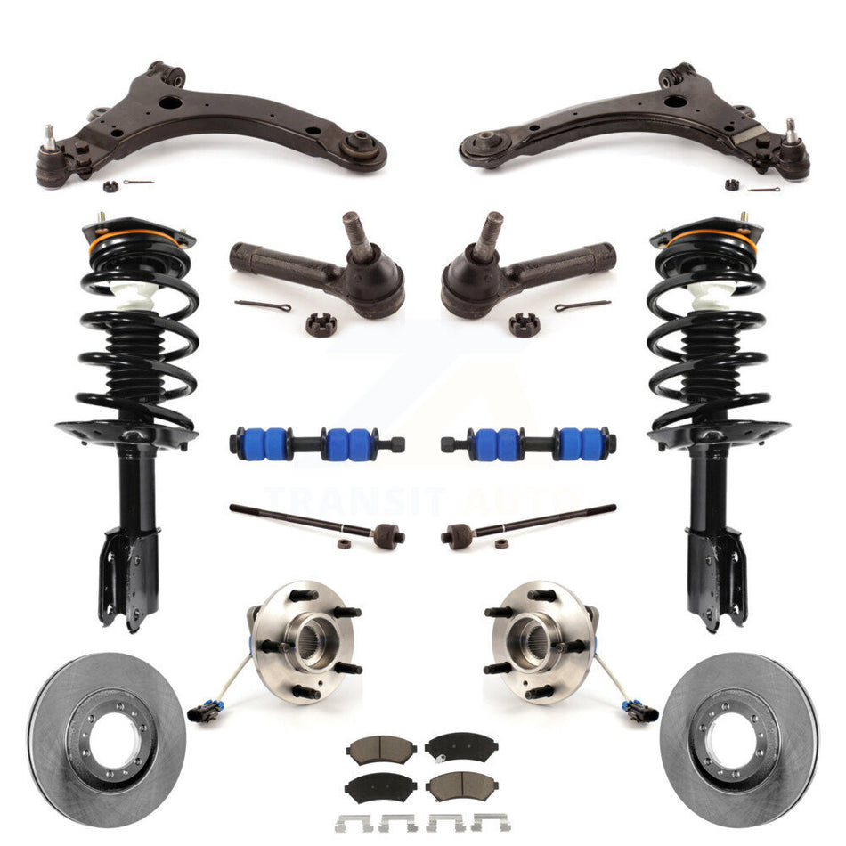 Front Disc Rotors Brake Pads Hub Bearings Control Arms Shock Assembly Suspension Link Kit (15Pc) For Chevrolet Venture Pontiac Montana Oldsmobile Silhouette Trans Sport KM-100194